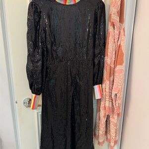 OLIVIA RUBIN Black Sequin Dress with Multicolor Detail